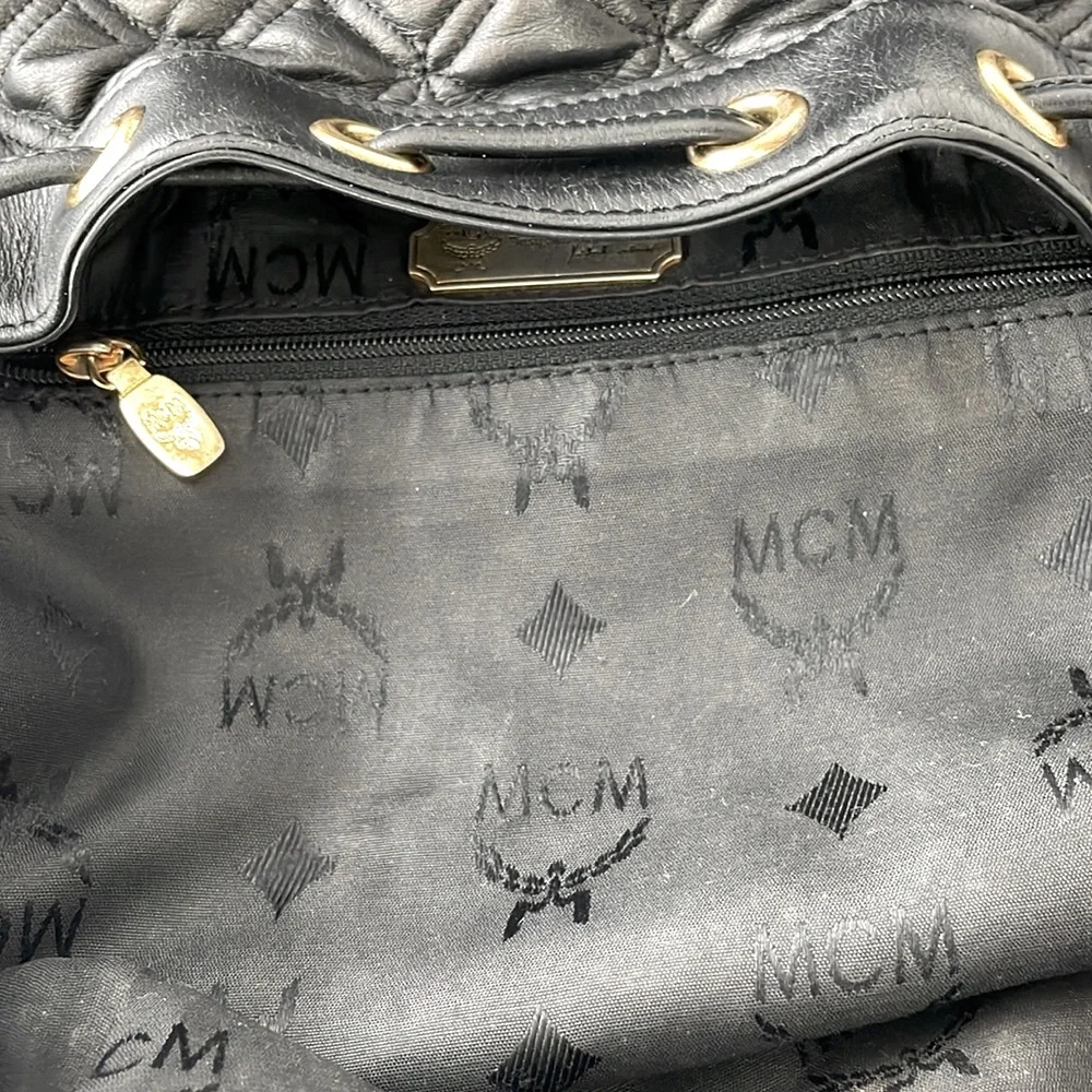 MCM‎ Black Quilted Leather Bucket Bag